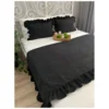Prekrivač runner crni baršun rese tri strane 90x230 cm 2 jastučnice 50x70 cm bračni krevet set – trendova.rs