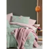 Posteljina Green set sa lastišem zelena cvetni dezen 70% pamuk 200x220 cm bračni krevet – trendova.rs
