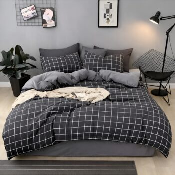 Posteljina siva set sa lastišem 70% pamuk 160x220 cm jednokratni krevet navlaka čaršav jastučnice – trendova.rs