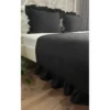 Prekrivač runner crni baršun rese tri strane 90x230 cm 2 jastučnice 50x70 cm bračni krevet set – trendova.rs