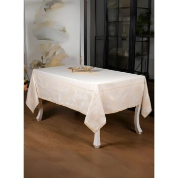 Stolnjak žakard Aslı Lüx bež polycotton 160x220 cm elegantni tkani dezen za trpezarijski sto – trendova.rs