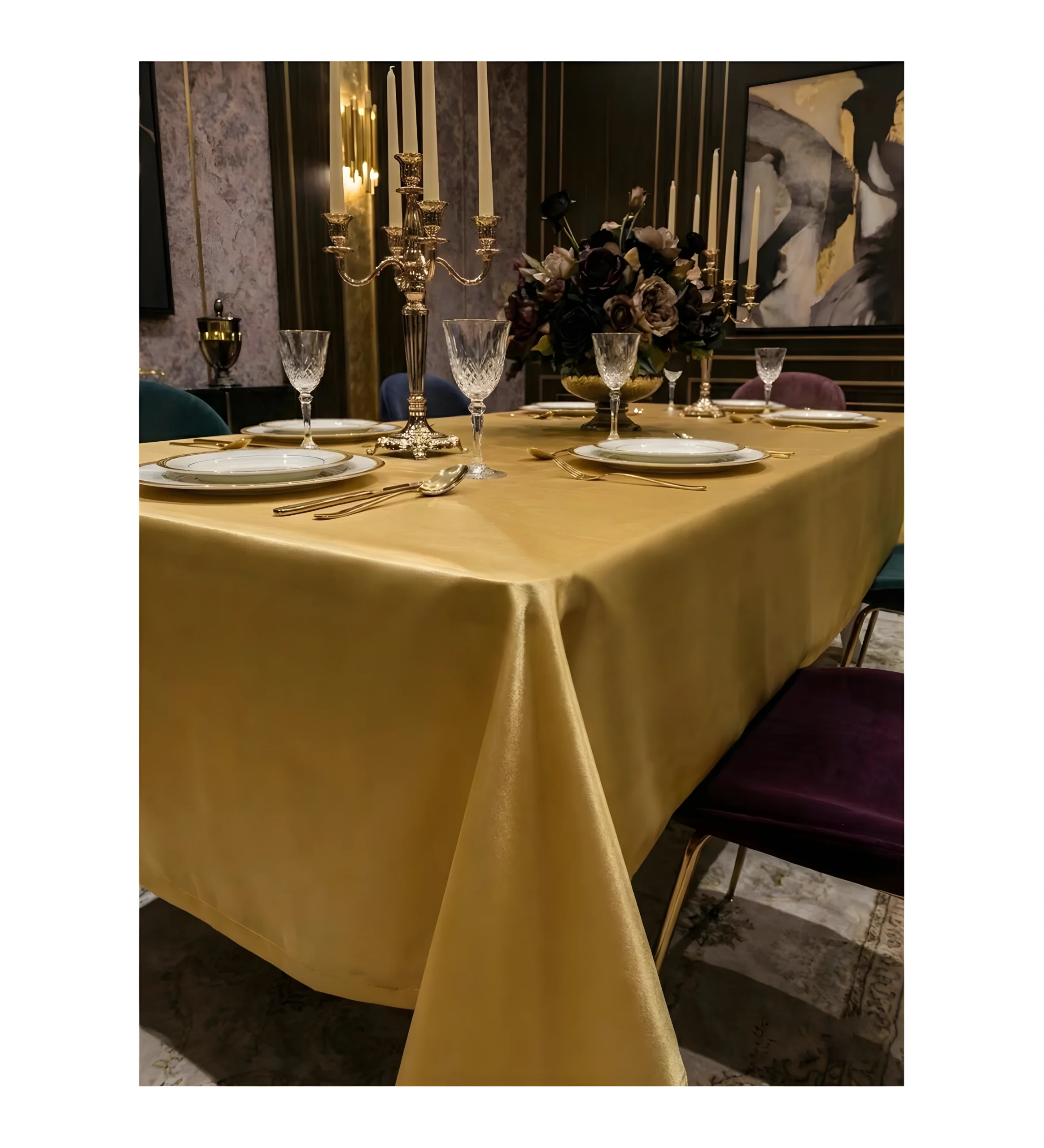 Stolnjak zlatni Kristal Gold poliester 140x200 cm otporan na mrlje za posebne prilike i slavlja – trendova.rs