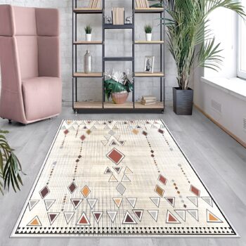Geometrijski bohemski tepih kilim dezen, digitalna štampa, periv 30°C, antiklizajuća podloga – trendova.rs