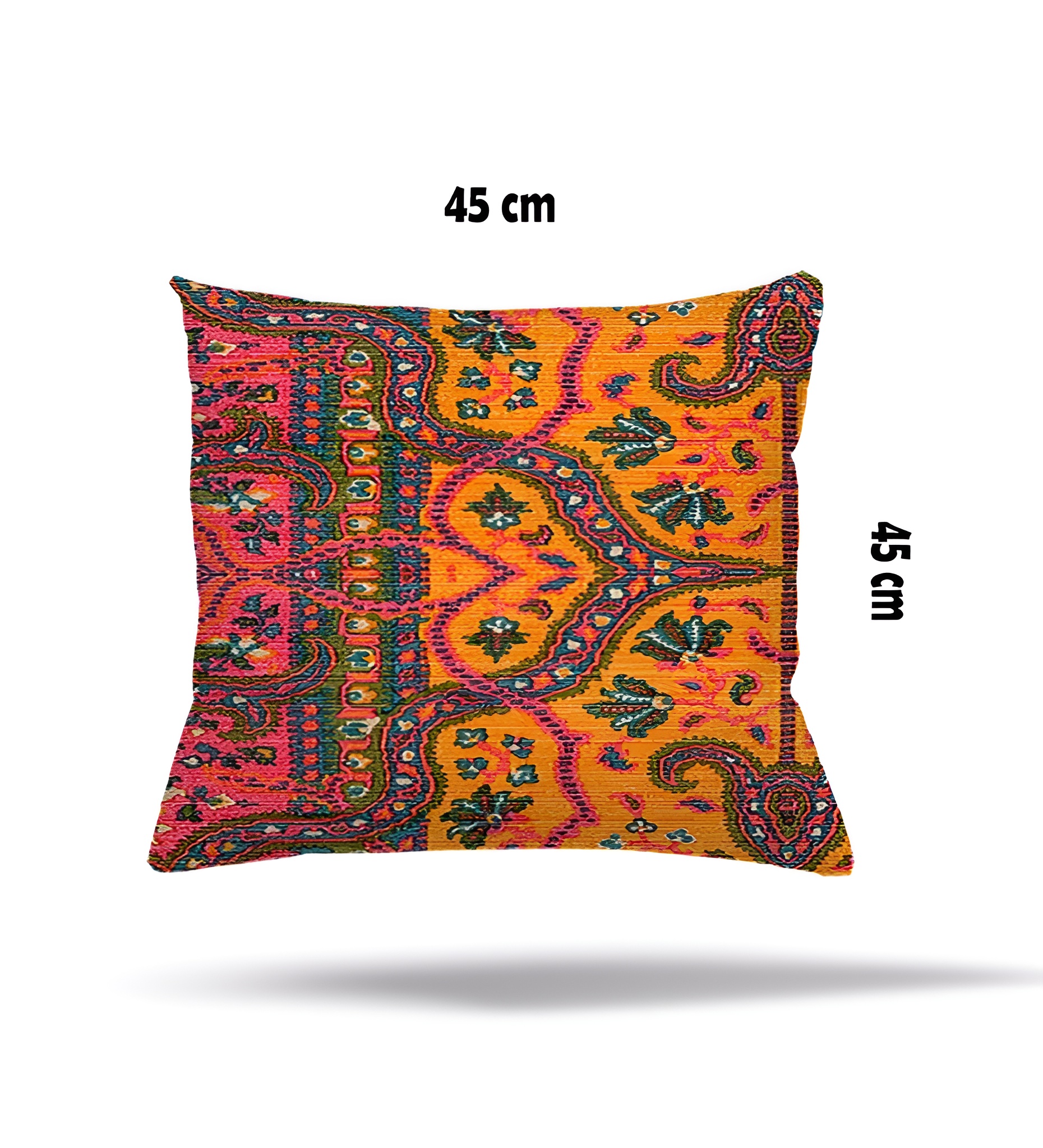 Ukrasni jastuk navlaka narandžasta cvetni houndstooth dezen 45x45 cm skriveni rajsferšlus – trendova.rs