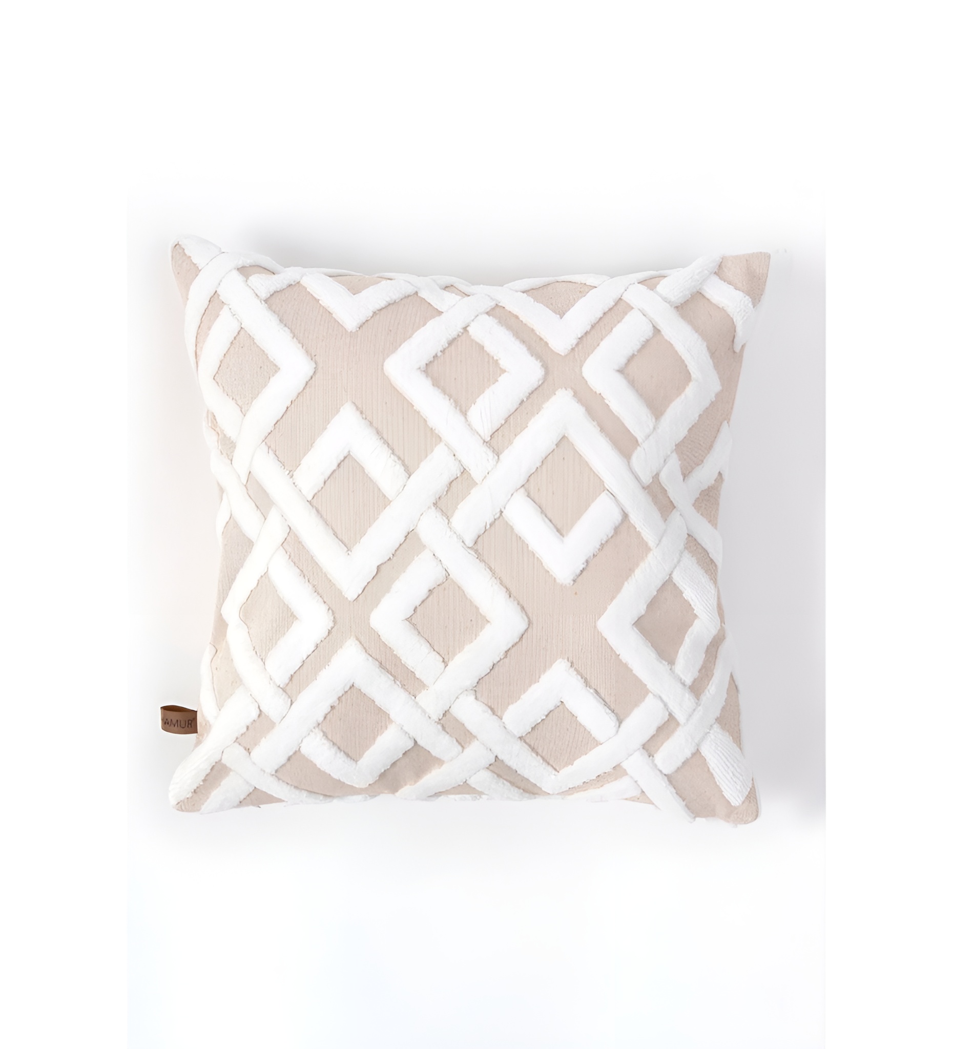 Ukrasni jastuk žakard Mila bež 43x43 cm tufted efekat OEKO-TEX sertifikat skriveni rajsferšlus – trendova.rs